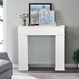 Kaminschrank, 107 x 19 x 100cm, Kaminkonsole deko mit geheimfach, lackierter Kamin Schrank Mit Höhenverstellbare Seitenfächer, für Wohnzimmer, Schlafzimmer, Esszimmer (Weiß, 107x19x100cm)