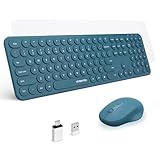 XTREMTEC Kabellose Tastatur-Maus-Kombination in voller Größe, 2,4 G, ultradünn, leise, niedliche Computertastatur mit USB-Empfänger für Windows, OS, PC, Mac, Tablet (blau)