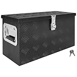 Trucky Deichselbox Schwarz Werkzeugkasten Truckbox Alu Box Anhänger Kiste mit Deckel Abschließbar Alubox Transportbox Werkzeugbox Aluminium Aufbewahrungsbox D040