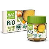 NATUCO Bio Gemüsebrühe Set. 8x je 10g Brühwürfeln &100g Feinkörnige Gemüse Brühe im Glas. Glutenfreie, vegane Lebensmittel für Suppen & Eintöpfe. Klimaneutral hergestellt. Für 24 Liter Brühe.