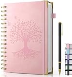 Notizbuch A5, Hardcover Spiral Notizbucher mit Stift, Journal mit 100gsm 240 Seiten Dickes Tintenfestes Papie, Notizblock für Erwachsene Arbeit, Schreiben, Notizen, Lernen, Reisen, 14.5 x 21 cm-Rosa