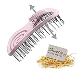 Chiara Ambra Haarbürste, Klimaneutrale Bio Haarbürste ohne Ziepen mit Stroh, Kopfmassage Haarbürste, Entwirrbürste gegen Haarausfall, Anti Frizz Bürste für gesunde Haare, Pink