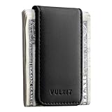 VULKIT Schlanke Magnetische Geldklammer aus Leder für Kreditkarten und Visitenkarten, Geldscheinhalter, Starker Magnet hält 15 x Gefaltete Banknoten