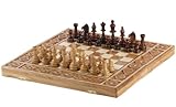 Großes Holzschachspiel Rubin Schachspiel, Handgeschnitztes Holz, Elegantes Set 42x42cm, Klappbares Brett mit Aufbewahrung