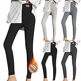 Leggings Gefüttert Damen Winter Lang - Winter Leggings Damen Baumwolle - Gepolsterte Thermohose Mit Hoher Taille Baumwollehose Winter Gefütterte Winterleggings High Waist Thermohosen