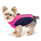 Didog Warmer Hundemantel für kleine Hunde und Katzen, mit Fleece gefüttert, reflektierende Hundejacke für kaltes Wetter, Sportweste mit Reißverschluss und Leinen-Ring zum Spazierengehen, Wandern, Rose