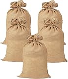Jutesäcke 105 x 60 cm - 5er Set, Jutesack Universal, 50 kg Traglast - Ökologische Kartoffelsäcke aus 100% Jute - Strapazierfähig, Sackhüpfen, Kartoffelsack, Frostschutz, Nikolaussack