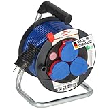 Brennenstuhl Garant Kompakt IP44 Kabeltrommel (15m Kabel in blau, Spezialkunststoff, kurzfristiger Einsatz im Außenbereich, Made in Germany)