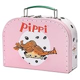 Pippi Langstrumpf Pippi Pappkoffer Rosa 20 cm – Kinderkoffer mit Illustrationen perfekt für Spiel und Abenteuer