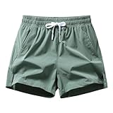 Herren-Shorts mit Reißverschlusstaschen, Lauf-Shorts, elastische Taille, Strand-Shorts, schnelltrocknend, Sportbekleidung, einfarbig, Surf-Hose, leicht, Urlaub, Freizeit, Sommerhose, Jn, 3XL