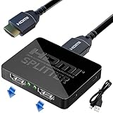 GLOBAL TECH HDMI Splitter 1 in 2 Out – 4K HDMI Splitter für 2 Monitore Gleichzeitig – Hdmi Verteiler 1 in 2 Out Unterstüzt 4K/3D/1080P für HDTV, Xbox, PS4/PS3, Blu-Ray, Fire TV Stick