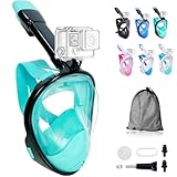 Wsobue Tauchmaske,Vollmaske Schnorchelmaske Anti-Fog Anti-Leck,180° Sichtfeld mit Sportkameras Kompatible Taucherbrilie für Erwachsene