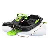 Snow Play Bob - Black Devil, Bob Schnee Snowfun Winter Spaß Schlitten, Lenkrad, Bremse, Handbremse, ab 3 Jahren, bequemer Sitz für optimale Rutschposition, Schwarz