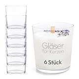 KONZEPT Kerzengläser 300ml, 9x8cm - 6 er Gläser für Kerzen, Dekoratives Windlicht Glas DIY