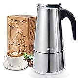 Godmorn Espressokocher, Kaffeekocher, Mokkakanne aus 430 Edelstahl, Espresso Maker für 6 Tassen (300 ml), Stovetop Coffee Maker Induktion Herde geeignet