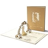 Olakin Pop Up Hochzeitskarte, Pop-Up Karte, 3D Glückwunschkarte mit Hochwertigem Umschlag, für Hochzeitstag, Hochzeitsgeschenk, Geburtstag, Hochzeitseinladung (Gold)