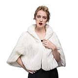 BEAUTELICATE Kunstpelz Bolero Cape Schal Damen Elfenbein Hochzeit Winter Braut Abend Brautschal Brautjacke, Elfenbein,