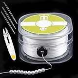 120m Nylonfaden Transparent, 0.6mm Elastisch Gummiband für Armbänder, Elastisches Band für Armbänder, Perlen Faden mit Perlennadel und Schere, Faden Für Armbänder, für DIY, Armbänder usw.