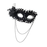 Fahoujs Halloween Halbgesichtsmaske Mit Kunstperlen Verziert Bequeme Passform Kunststoff Kostümzubehör Für Partys. Elegantes Halloween Zubehör Mit Kunstperlen
