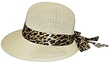 thb Richter Damen Sommerhut Strohhut Hut Hat Punkte Sonnenhut Strandhut Frauenhut Schlapphut Hüte Sommer Urlaub Garten (Creme (Leopard))