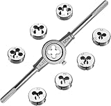 KEWAYO 8-teiliges Metrische Matrizen Set,Tragender Stahl Hand-Schraube Gewindeschneide Satz,Schraubenschlüssel Werkzeuge mit M3-M12 für Gewindeverarbeitung Manuelles Gewinde