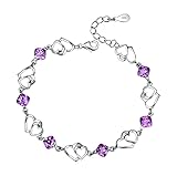 Armband Herz lila Kristallzirkone Armband für Frau Party Verlobung Schmuck Geschenk Fwn655 (Multicolor, One Size)