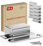 LouMaxx Magnetschnäpper stark - Haltekraft 4kg - 10er Set aus Edelstahl – Türmagnet - Schrankmagnet – Möbelmagnete – Tuer Magnetverschluss Edelstahl– Magnethalter Schranktür