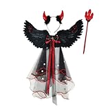 Mingzhe Engelskostüm, Teufelsengel Cospaly Kostüm Kinder Federflügel Engelsflügel Erwachsene Engel Outfits Engelsflügel Halloween Party Cosplay Requisite für Halloween Karneval Motto (Schwarz)
