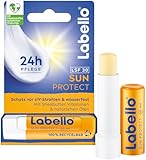 Labello Sun Protect LSF 30, wasserfeste Lippenpflege mit Sonnenschutz, mineralölfreie Lippenpflege mit Sheabutter, Vitaminen & natürlichen Ölen (4,8 g)