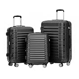 BEIBYE Hartschalen Koffer Trolley Rollkoffer Reisekoffer Zwillingsrollen Kofferset (Schwaz, Set)