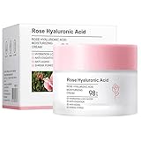 Rose Day Gesichtscreme mit Natürlichem Rosenöl, Rose Feuchtigkeitsspendende Creme mit Hyaluronsäure, Feuchtigkeitsspendende und Befestigende Gesichtscreme,Gesichtsspendende Creme für Trockene Haut