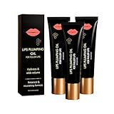 Bio Sheabutter & Hyaluronsäure Lip Plumper Oil, Lip Filler Öl für sofort & Natürlich Vollere Lippen, mit Kollagen Booster, für Geschmeidigen Glanz & Feuchtigkeit, für Trockene Lippen (3pc, 45g)
