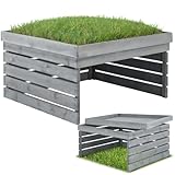 tectake® Mähroboter Garage, Holz Unterstand für Rasenmähroboter, mit Pflanzkasten, wetterfest, Rasenroboter Garage inkl. Folie für bepflanzbares Dach, Schutz vor Regen & UV-Strahlen für Mähroboter