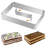 But Oswetf Backrahmen Rechteckig Verstellbar, 5cm Hohe Edelstahl Backform Rechteckige Backformen, Tortenring Eckig, Zerlegbar Kuchenform Backring mit Schrauben für Kuchen Schichttorten Backen