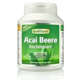 Acai Beere, 450 mg, Extrakt (30:1), 120 Kapseln - die blaue Zellschutz-Power aus dem Regenwald. OHNE künstliche Zusätze. Ohne Gentechnik. Vegi-Kapseln, vegan.