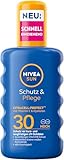 NIVEA SUN Schutz & Pflege Sonnenspray LSF 30, wasserfestes Sonnencreme Spray mit Vitamin C & Hyaluron, schnell einziehender Sonnenschutz für 48h Feuchtigkeit (200 ml)