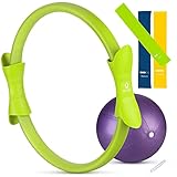 BINIBINI® Pilates Ring Set mit Pilates Ball und Fitnessbändern - 5-teiliges Sport- und Fitnessset für Zuhause - Yoga Ball und 3X Terra Band inklusive