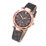 Damen-Armbanduhr Luxusuhren Quarzuhr aus rostfreiem Stahl Dial lässige... (Black, One Size)