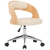 Eleganz Drehbarer Bürostuhl aus Kunstleder und Bugholz – Moderner Schreibtischstuhl mit Metallgestell und Schaumstoffpolsterung – Ideal für Homeoffice und Büro