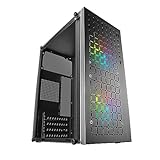 Mars Gaming MC-CORE Schwarz, Kompaktes MicroATX-Gaming-Gehäuse, Metall-Mesh-Frontdesign, Volles Seitenfenster, 2X 120mm FRGB-Lüfter