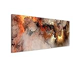 Paul Sinus Art Panoramabild 150x50cm Abstraktes Wandbild Feuer und Nebel auf Leinwand Wolken mit Lichtdurchbruchexklusives Wandbild