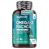 Omega 3 Kapseln - 2000mg Fischöl mit 1100mg Omega-3, 660mg EPA & 440mg DHA pro Tag - Laborgeprüft - 240 Softgels - Fettsäuren für Herz, Gehirn & Blutdruck - Nachhaltig & ohne Zusätze - WeightWorld