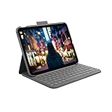 Logitech Slim Folio Tastatur-Case für iPad (10. Generation und A16) mit integrierter kabelloser Bluetooth-Tastatur, Deutsches QWERTZ-Layout - Graphit