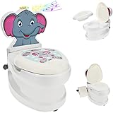 alles-meine.de GmbH Kindertoilette Spülgeräusch + Licht Effekt - Wasserspülung Modell wählbar Töpfchen/Nachttopf/Babytopf - mit Deckel - weiß - Musik - Toilettentrainer..