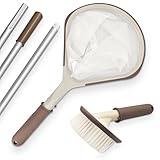 Sunik Spa Poolreinigungsset - Whirlpool Reiniger Set 3-teilig - Whirlpool Zubehör Wartungsset mit Teleskopstange, Kescher klein & Bürste - Whirlpool reinigungsset für Pools & Spa
