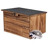 Igelhaus Winterfest mit Boden, Igelhäuser, 47 x 29 x 34,5 cm, mit Rattenklappe, Labyrintheingang und Dachverschluss, Igelfutterhaus für Igel, die im Garten überwintern