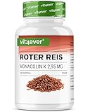 vit4ever Roter Reis Extrakt - 365 Kapseln mit 2,95mg Monacolin K + Traubenkernpulver + L-Leucin – Ohne unerwünschte, hochdosiert, vegan