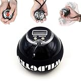 Gyroball-Gyroskop, Drehmomentball mit Zähler – Auto-Start-Handgelenkskraft, Handgelenkstrainer, Unterarmstärker, Handkrafttrainer, Fingertrainer mit LED-Leuchten Black