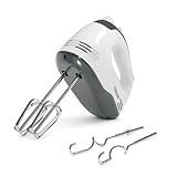 Tristar Handmixer, 5 Geschwindigkeitsstufen, 200W, Ergonomisch, Edelstahl-Rührbesen und Knethaken, Spülmaschinengeeignete Teile, BPA-frei, Mit Auswurftaste, Kompakt und Praktisch, MX-4203