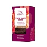 Wella Professionals Color Touch demi-permanente Haarfarbe ohne Ammoniak – Haarfärbemittel zur Farbauffrischung und Grauhaar-Abdeckung – Ansatz-Kit inkl. Haarmaske – 5/0 Light Brown (130 ml)